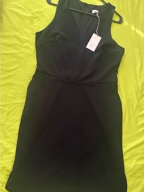 a new day Black Sleeveless V-Neck Midi Sheath Dress